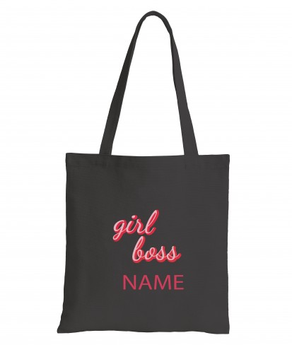 Personalised Girl Boss Cotton Eco-friendly Black Tote Bag